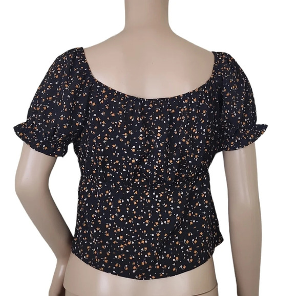 Papaya Multicolor Floral Short Sleeve Button Up Polyester Blouse - Picture 3 of 4